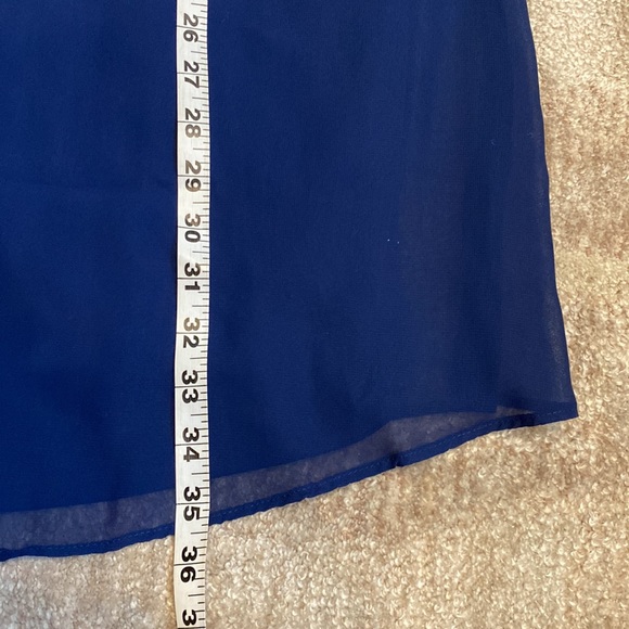 Charming Charlie Navy Flowy lined Dress w Gorgeous Back Detailing Sz Small EUC - Picture 4 of 8